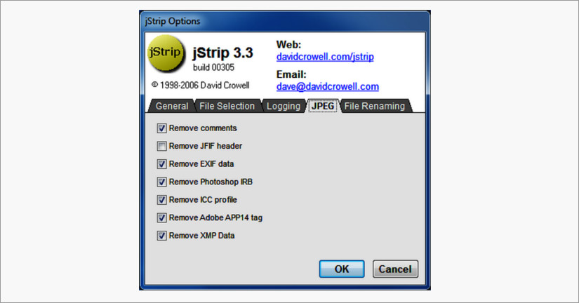 jStrip image compression software tool