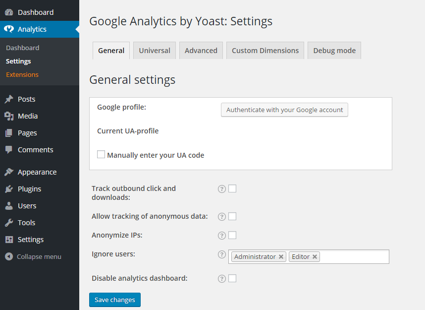 google analytics by yoast