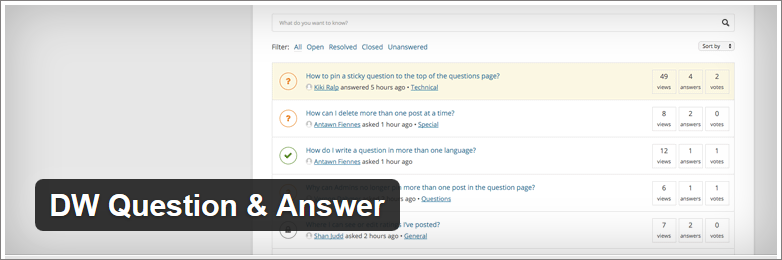WordPress Forum Plugin dw question answer