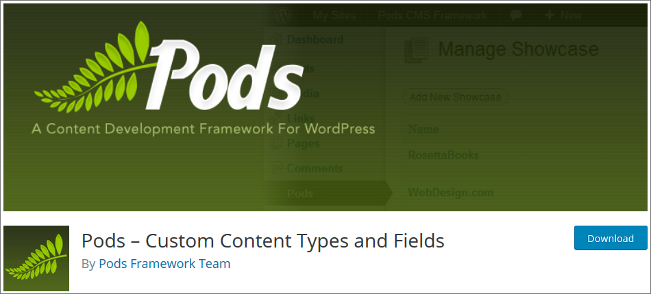 Pods WordPress Custom Post Type Plugins list