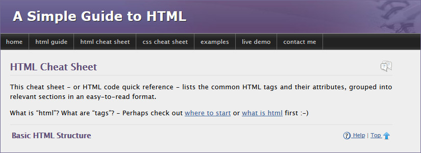 HTML Cheat Sheet