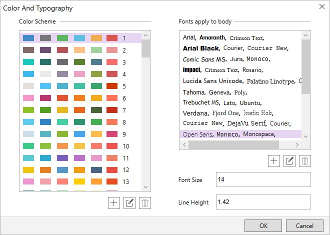 select your color scheme and fonts