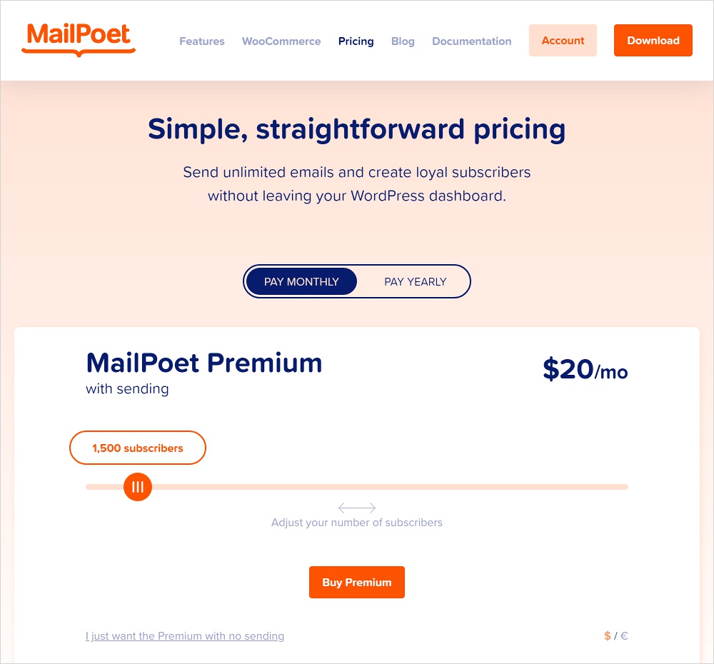 mailpoet pricing