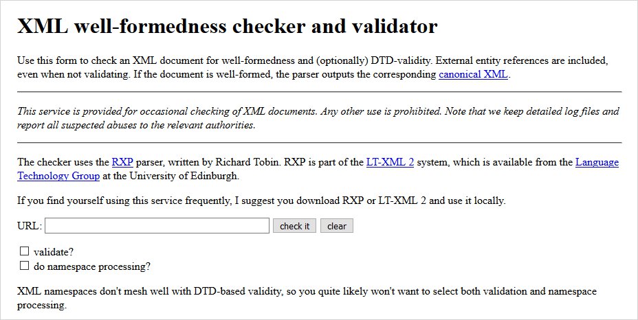 xml formedness checker and validator