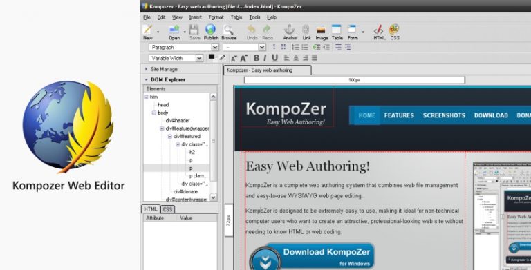 kompozer tutorial free website themes