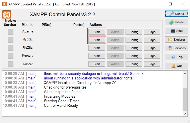 install mysql xampp windows