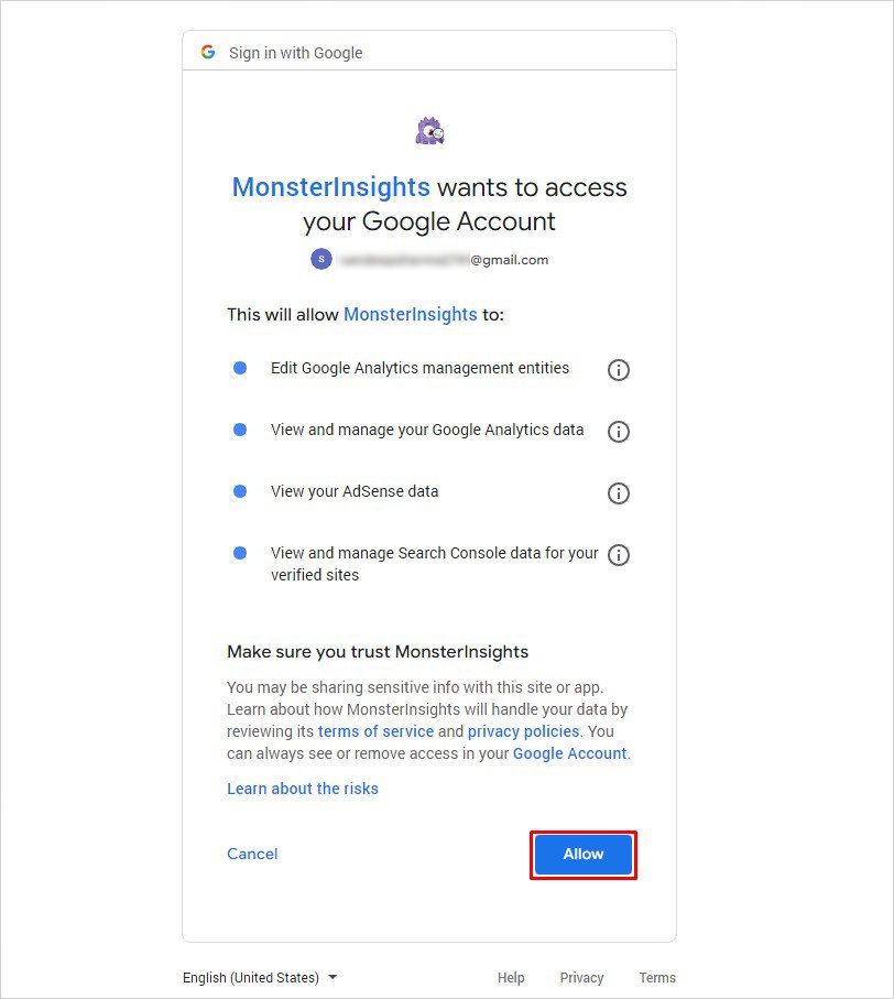 Authenticate with your Google account
