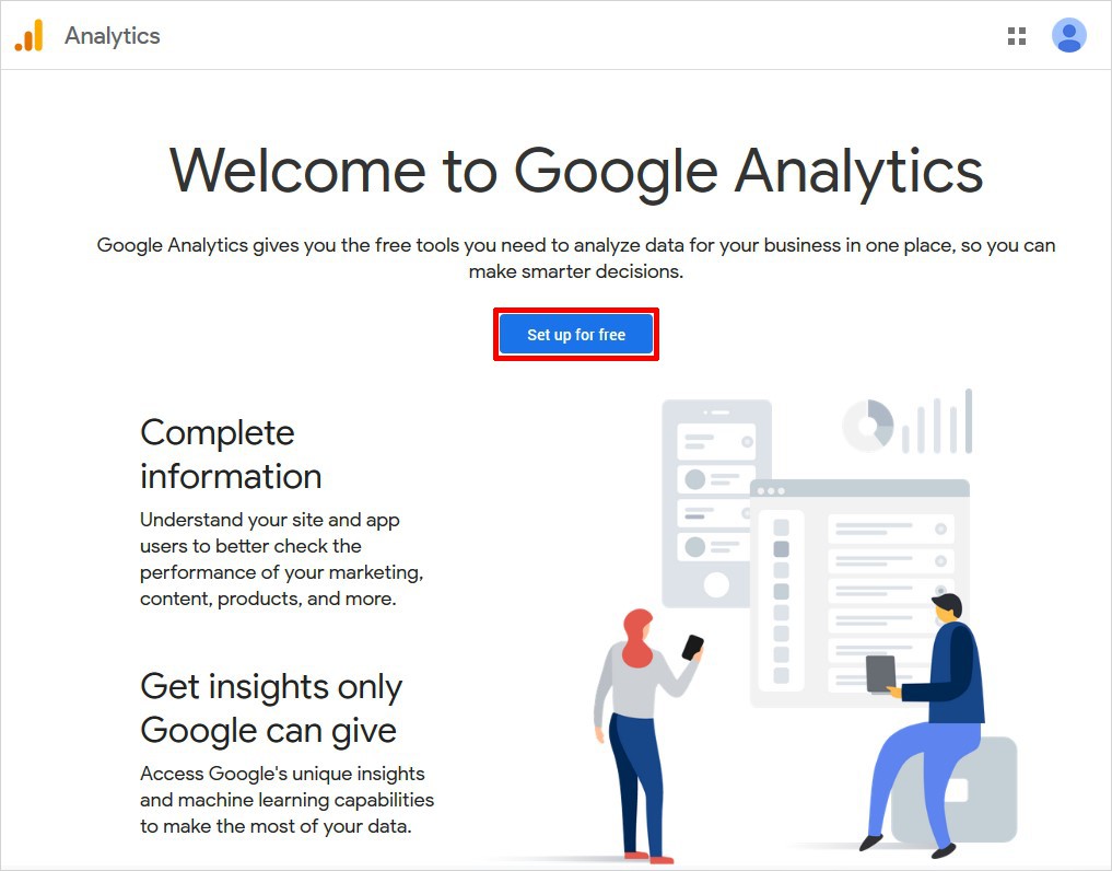 Setup google analytic account