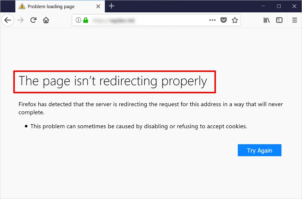 how to fix the page isn't redirecting properly in firefox