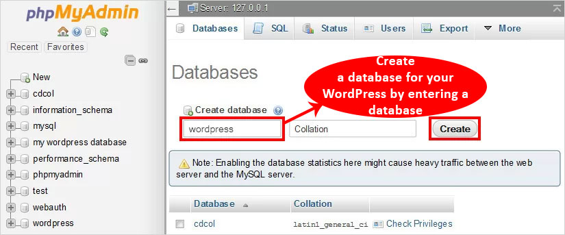 create mysql database locally