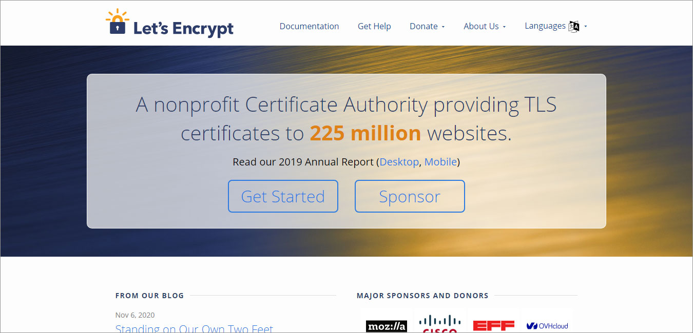SSL certificate provider Lets Encrypt