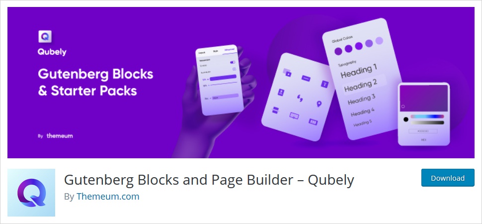 qubely gutenberg blocks and page builder