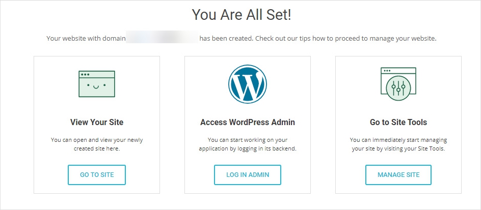 wordpress successfully installed on siteground