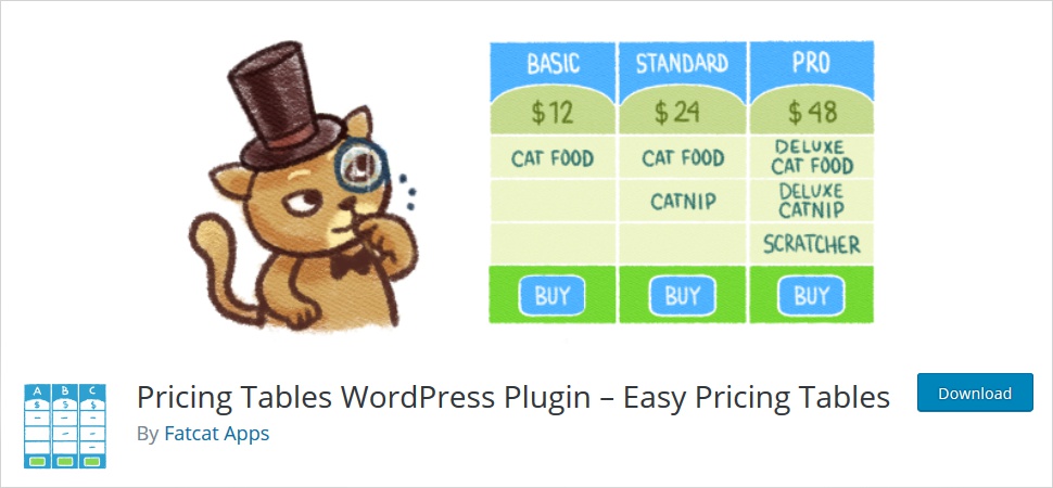 easy pricing tables plugins