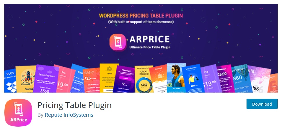 WordPress pricing table plugin