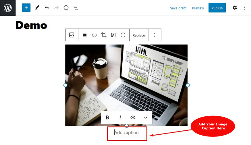 how to Add Caption to Images in WordPress 